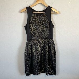 Must Have Black With Gold Floral Mini Dress